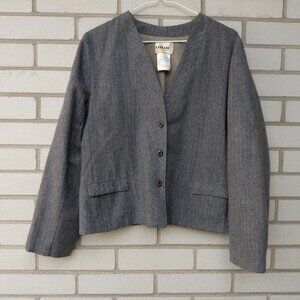 Vintage 80s Gray Pinstripe Blazer Jacket Size 15/16 Wool Blend Union Label